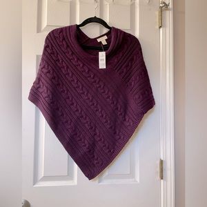 NWT Ann Taylor LOFT cable knit sweater poncho one size